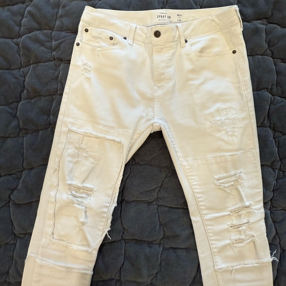 Topman White Spray On Jeans